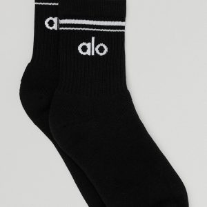 Unisex Half-Crew Throwback Sock - Black/White