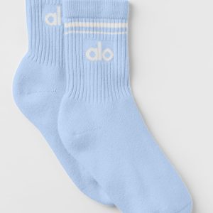 Unisex Half-Crew Throwback Sock - Seashell Blue/White
