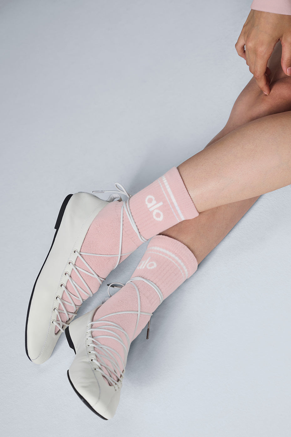 Unisex Half-Crew Throwback Sock - Ballet Pink/White - Image 2