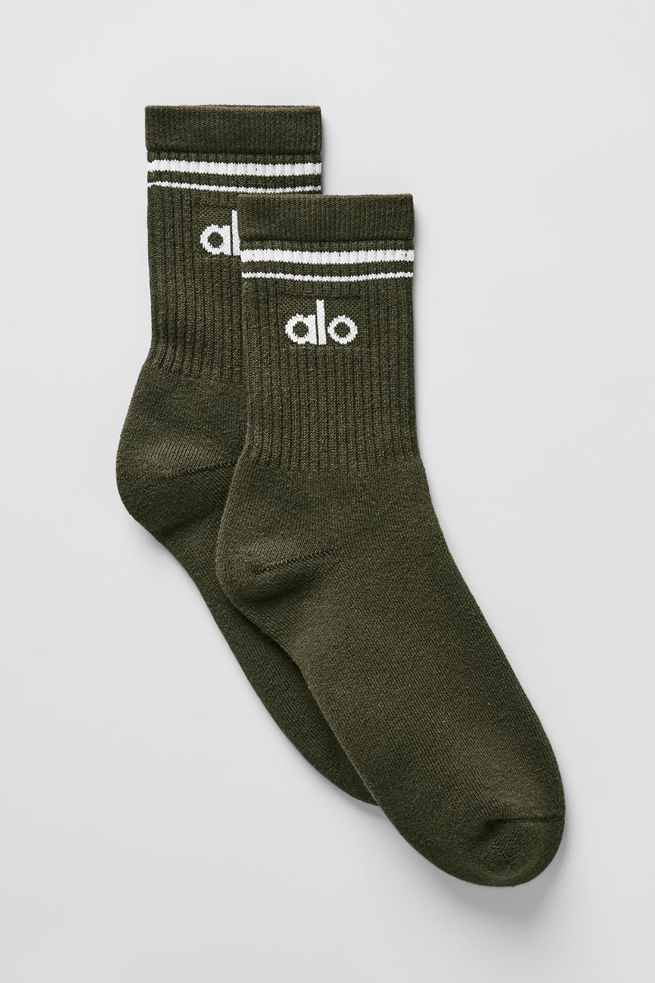 Unisex Half-Crew Throwback Sock - Green Olive/White