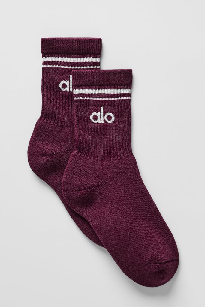 Unisex Half-Crew Throwback Sock - Burgundy/White