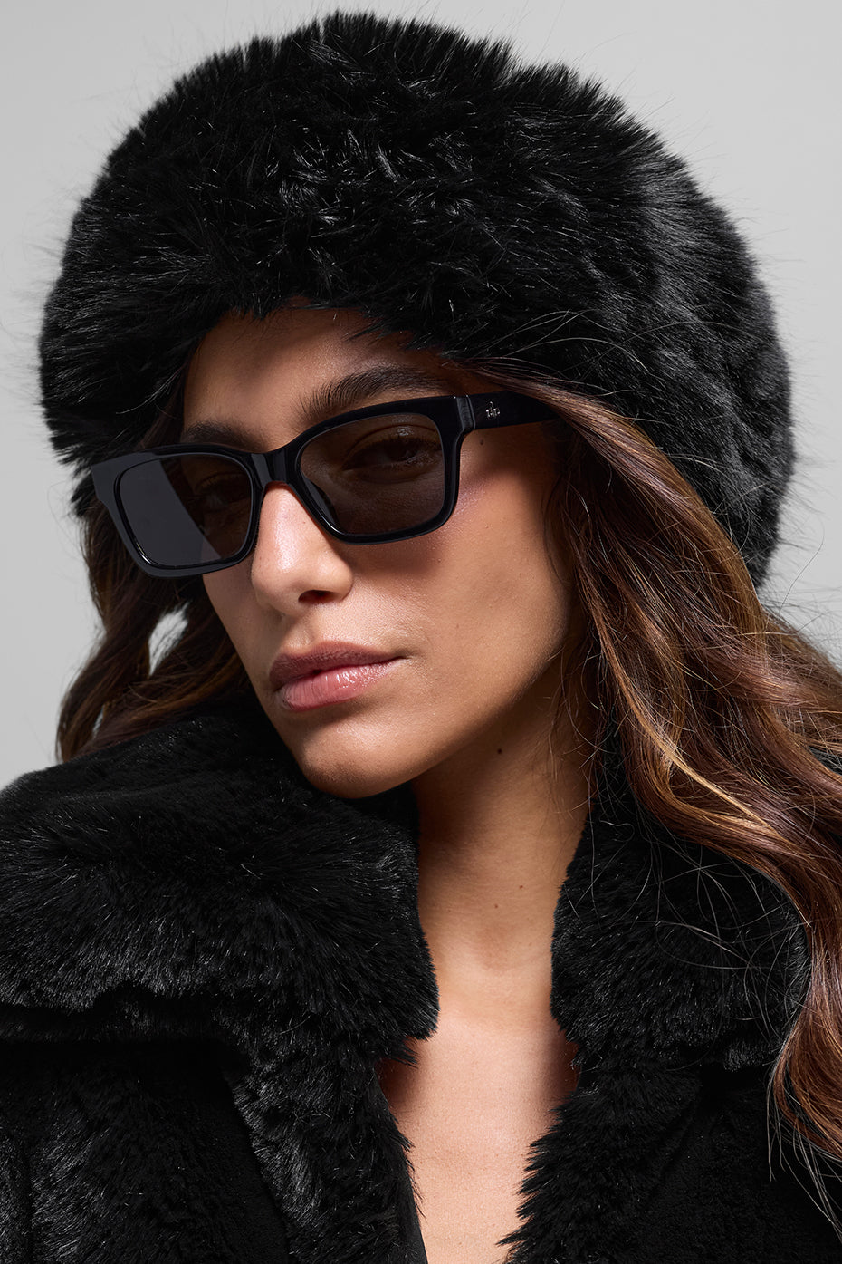 Opulent Faux Fur Wintersun Headband - Black