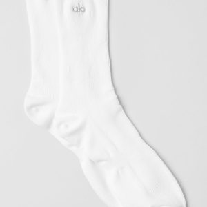 Unisex Half-Crew Understated Sock - White