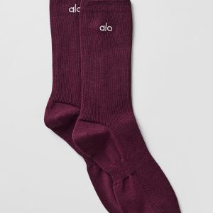 Unisex Half-Crew Understated Sock - Burgundy