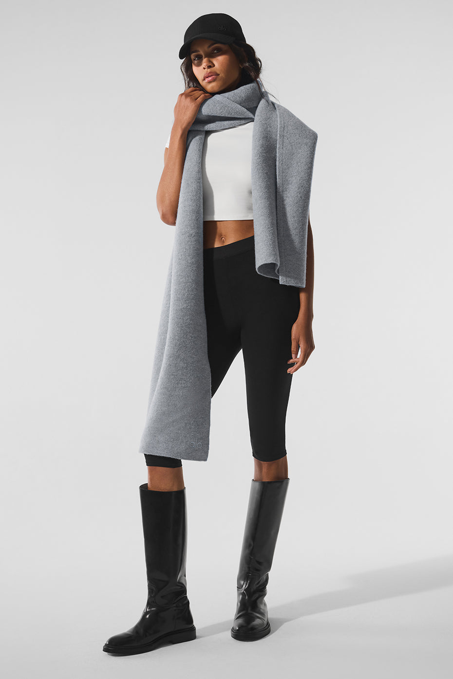 Merino Wool Oversized Scarf - Hazy Heather Grey - Image 3