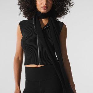 Cashmere Light Frosted Scarf - Black/Ivory