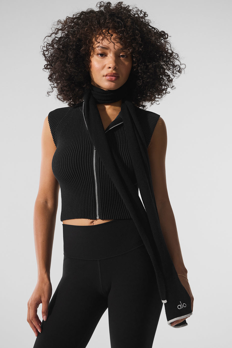 Cashmere Light Frosted Scarf - Black/Ivory