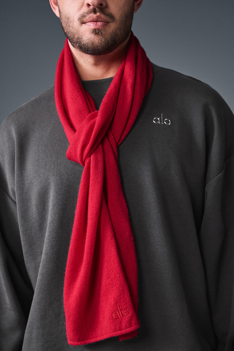 Cashmere Light Frosted Scarf - Red Ribbon - Image 3