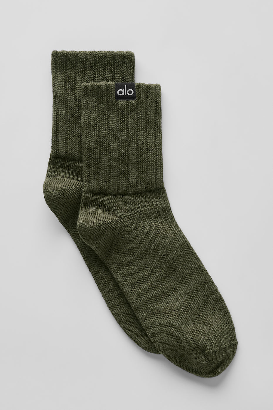 Unisex Half-Crew Scrunch Sock - Green Olive