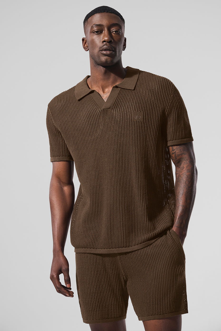 Open-Knit Polo - Espresso