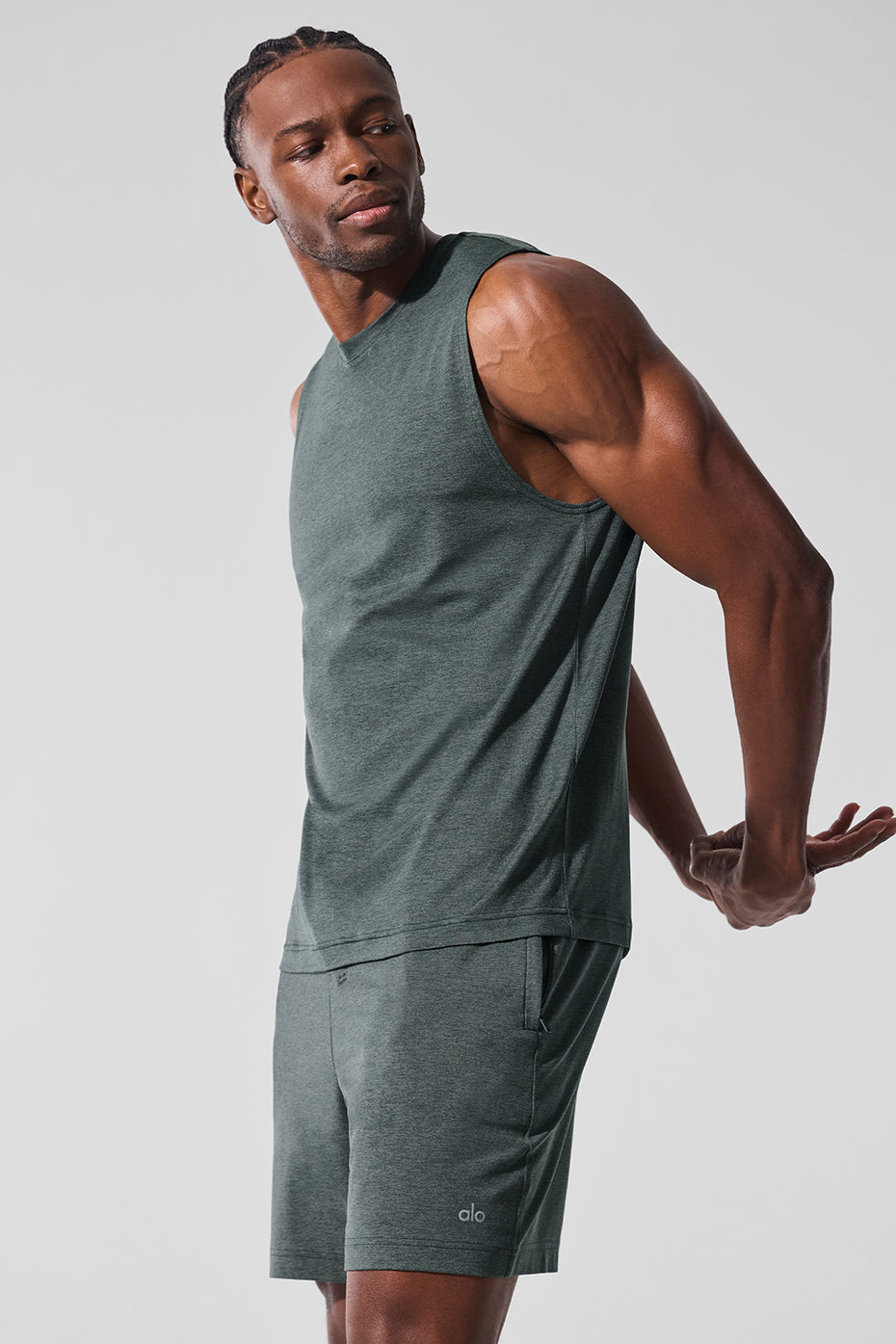 Conquer Muscle Tank - Charcoal Green Heather - Image 3