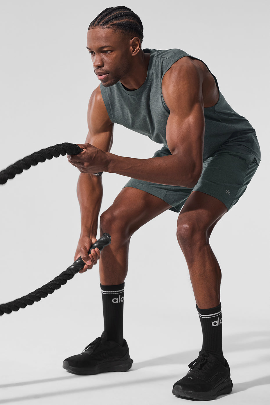 Conquer Muscle Tank - Charcoal Green Heather - Image 5