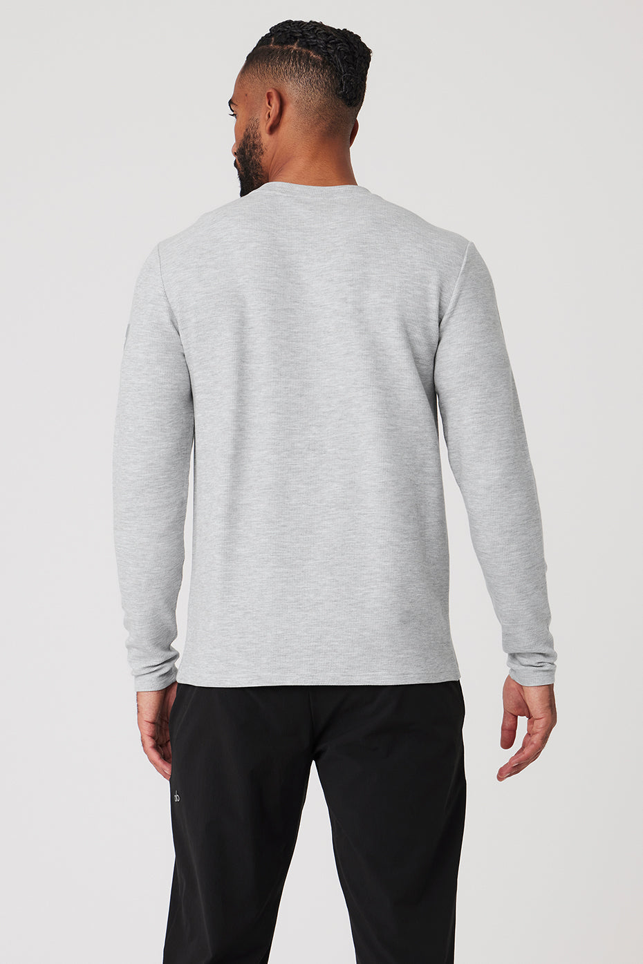 Micro Waffle Fast Break Long Sleeve Tee - Athletic Heather Grey - Image 2