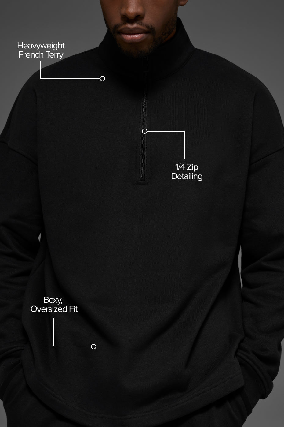Renown Heavy Weight 1/4 Zip - Black - Image 2