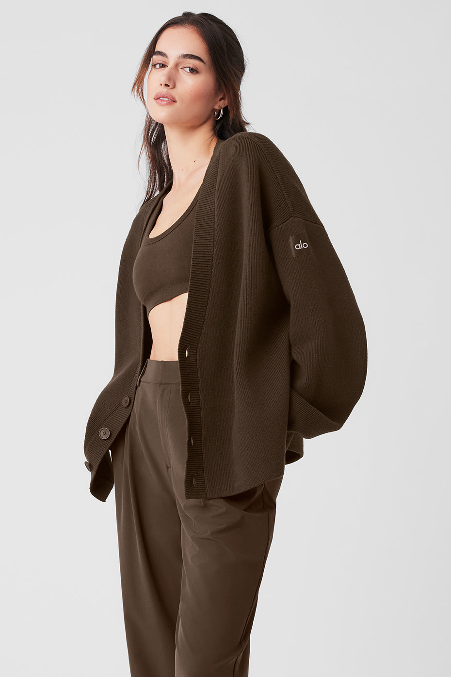 Scholar Cardigan Sweater - Espresso - Image 3