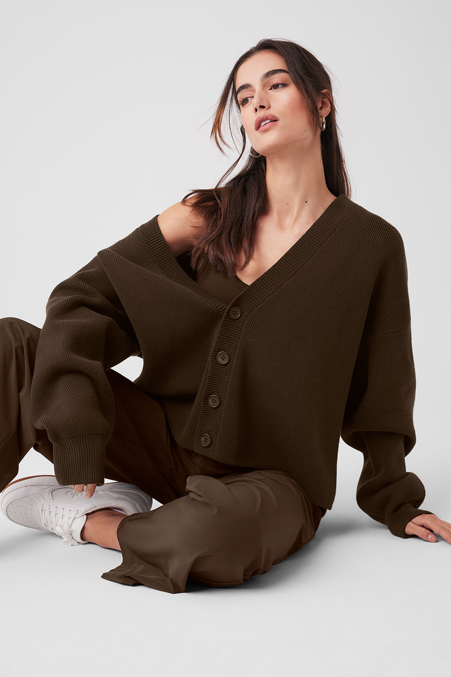 Scholar Cardigan Sweater - Espresso - Image 5