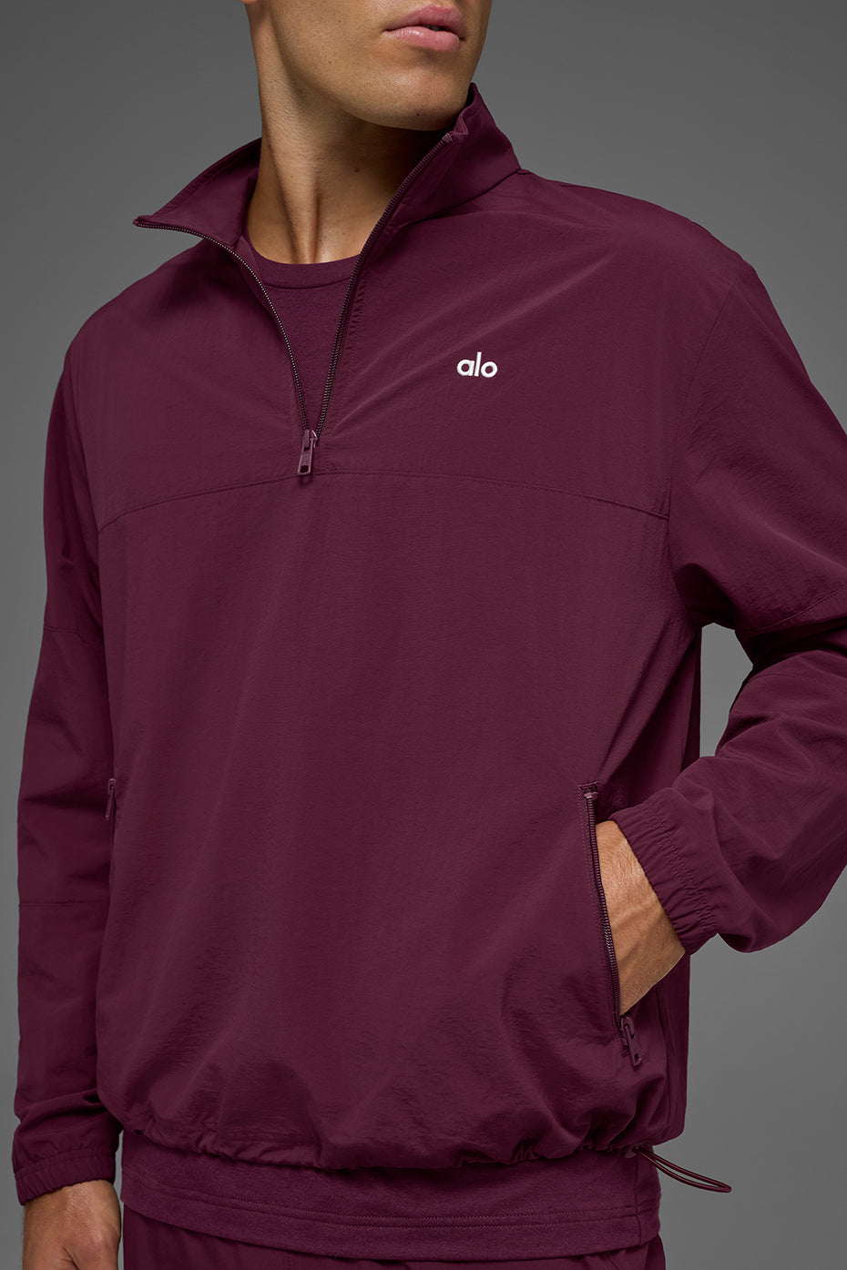 Light Weight Takeaway Track Pullover - Burgundy - Image 2