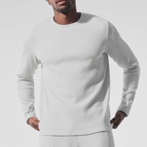 Elevate Waffle Long Sleeve Crew - Athletic Heather Grey