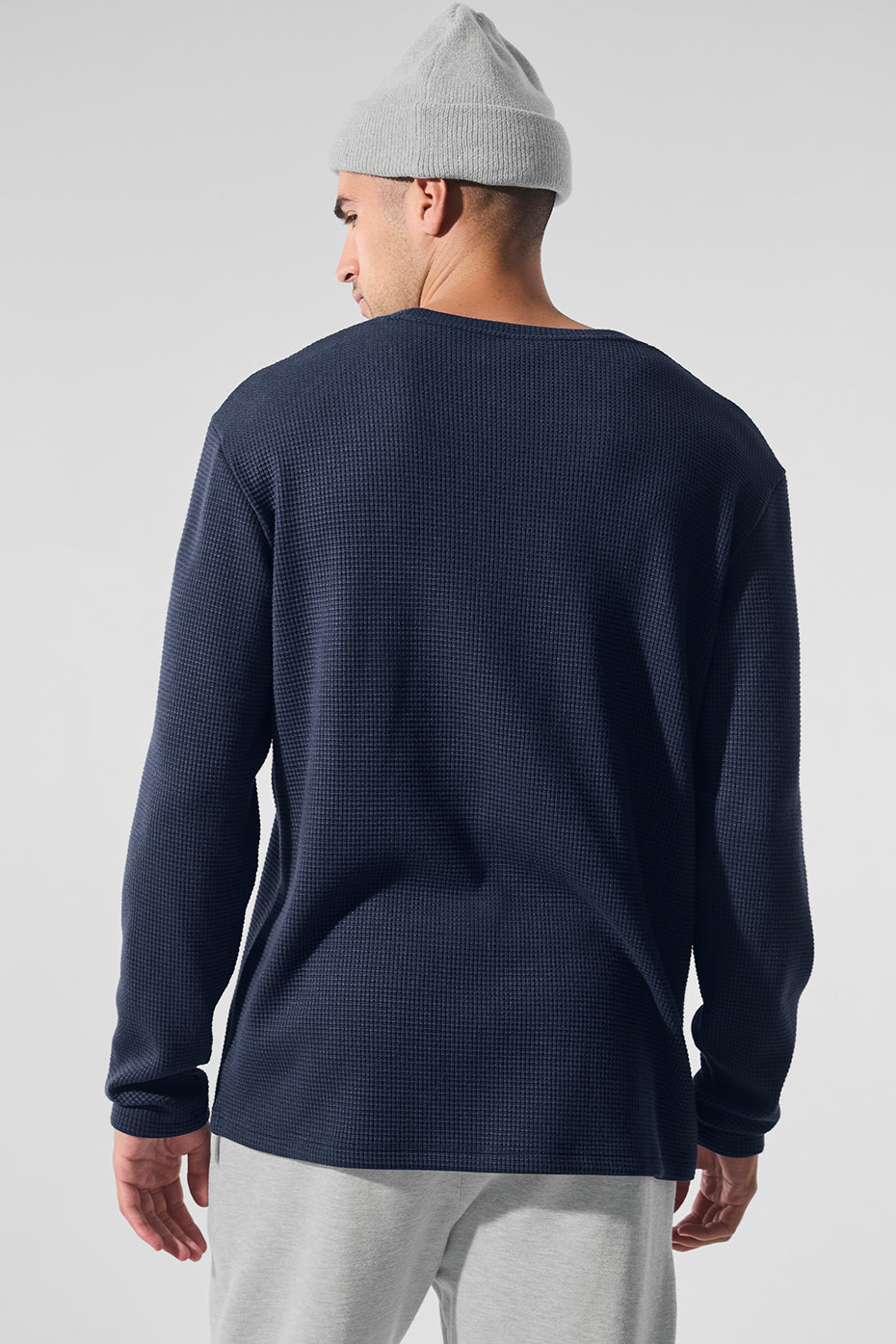 Elevate Waffle Long Sleeve Crew - Navy - Image 4