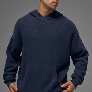 Sports Club Sweater Knit Hoodie - Navy