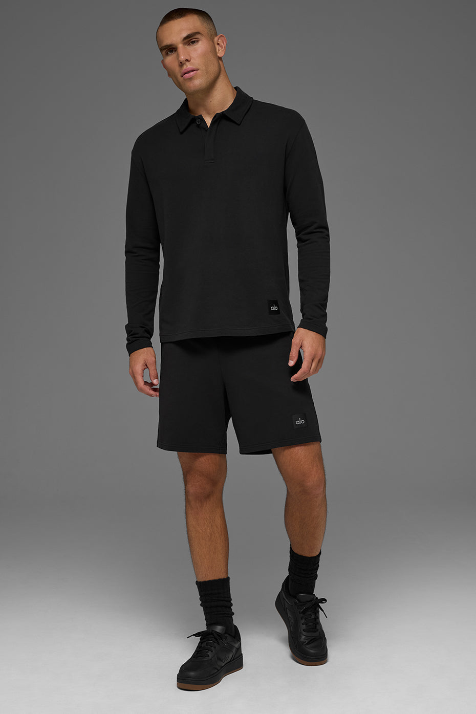 Double Take Long Sleeve Polo - Black - Image 5