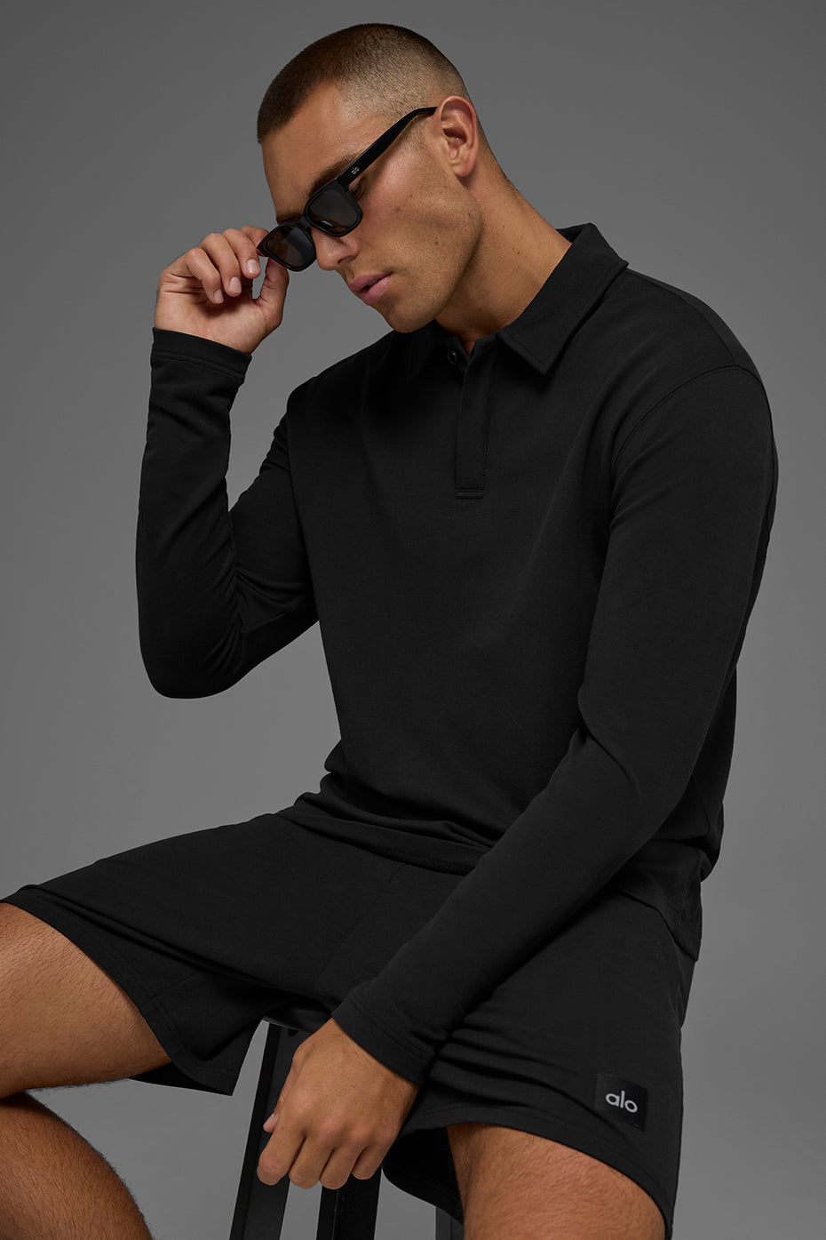 Double Take Long Sleeve Polo - Black - Image 4