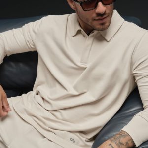 Double Take Long Sleeve Polo - Bone