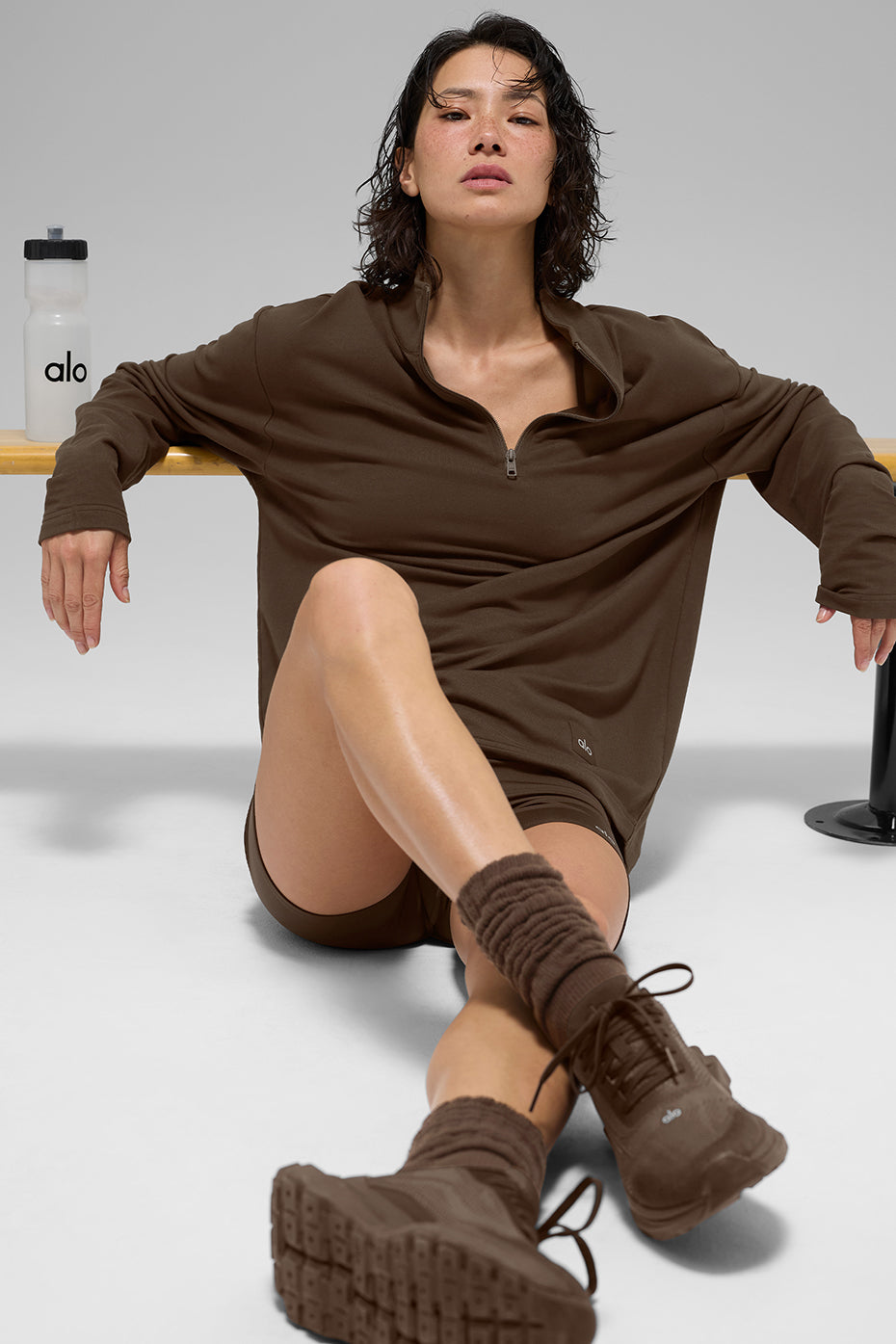 Double Take Long Sleeve 1/4 Zip - Espresso - Image 4