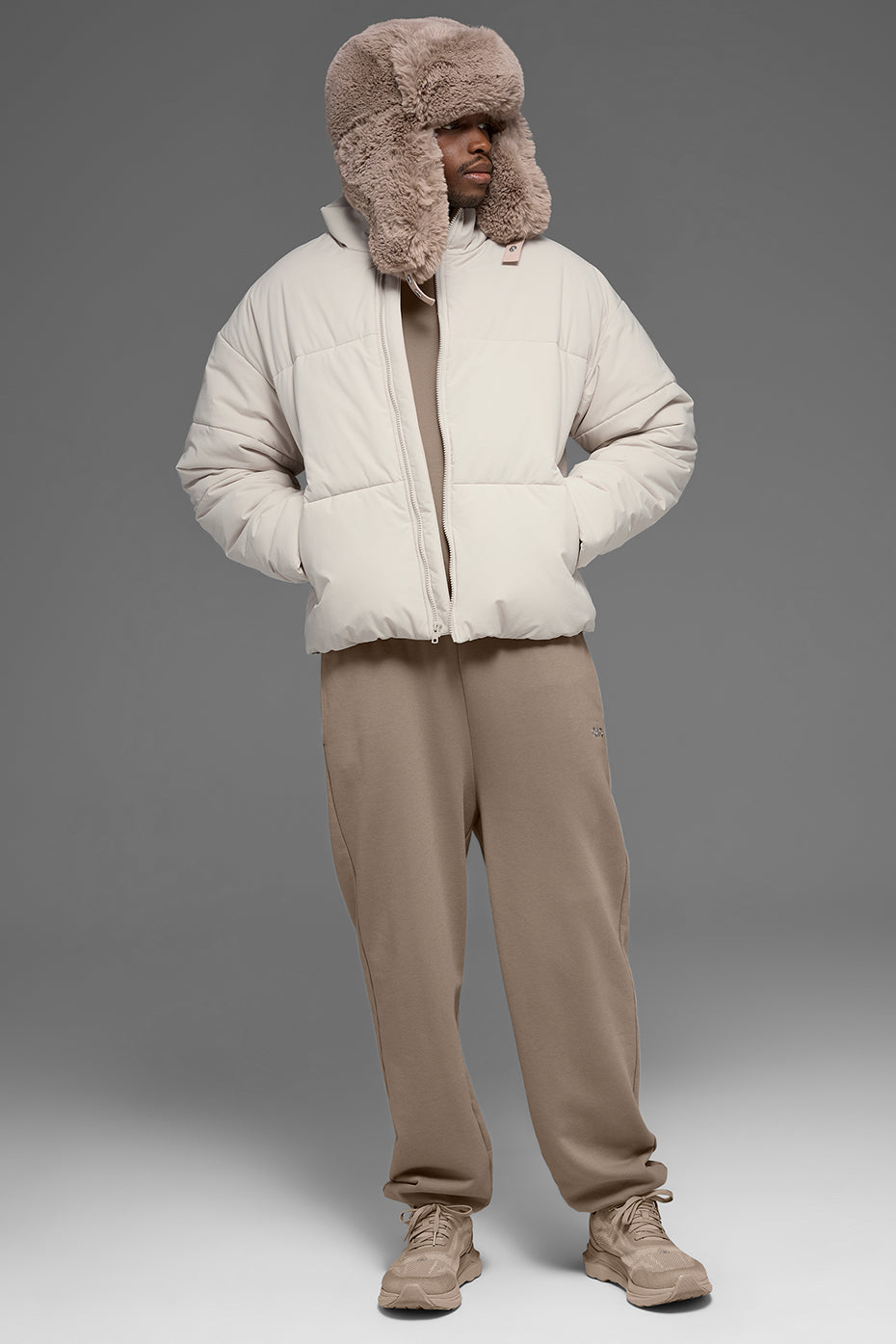 Stretch Woven Street Puffer - Bone - Image 2