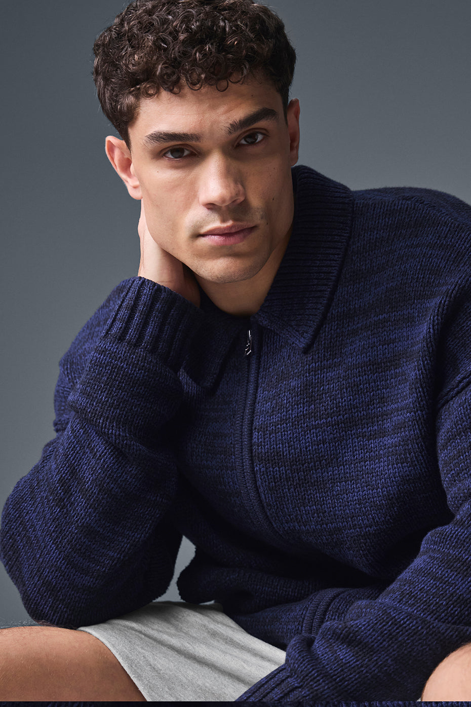 Heritage Full Zip Sweater - Navy Multi - Image 4