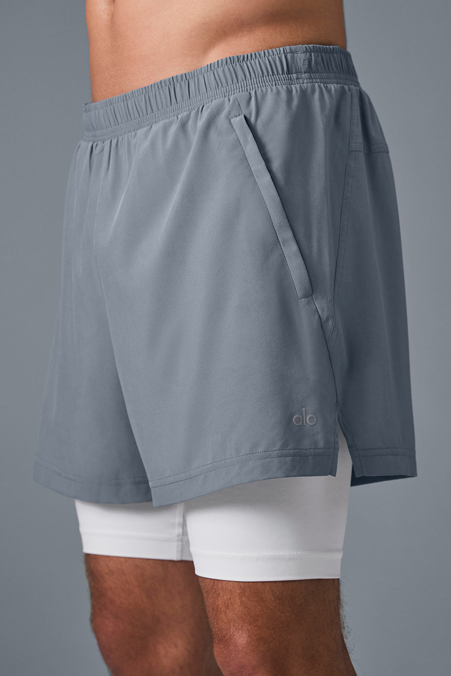 5 Revival 2-In-1 Short - Steel Grey/White - Image 3