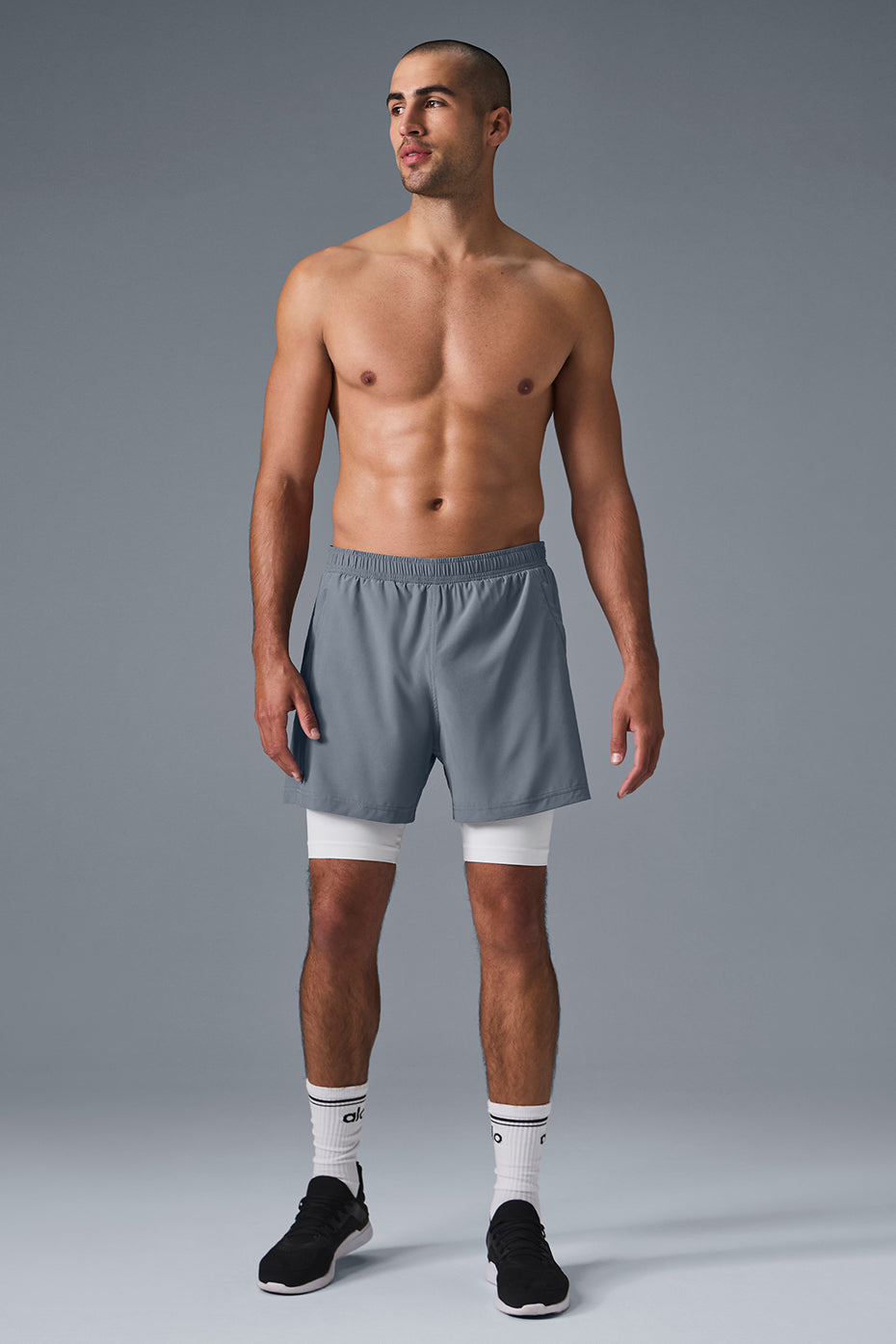 5 Revival 2-In-1 Short - Steel Grey/White - Image 4