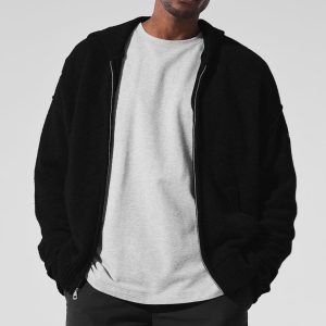 New Class Cashmere Full Zip Hoodie - Black