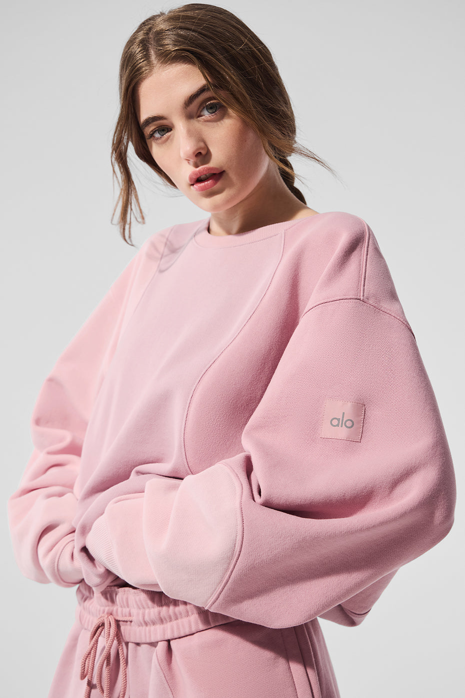 Make Waves Crew Neck Pullover - Sunset Pink Tonal - Image 3