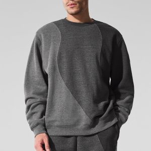 Make Waves Crew Neck Pullover - Dark Heather Grey Tonal