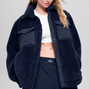 Sherpa Edge Shacket - Navy