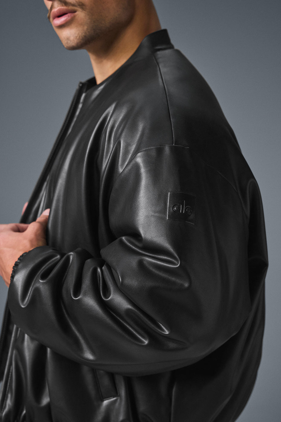 Faux Leather Premier Bomber - Black - Image 3