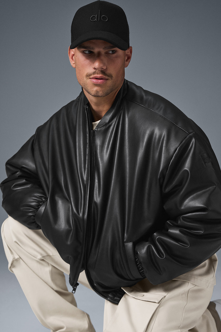 Faux Leather Premier Bomber - Black - Image 4