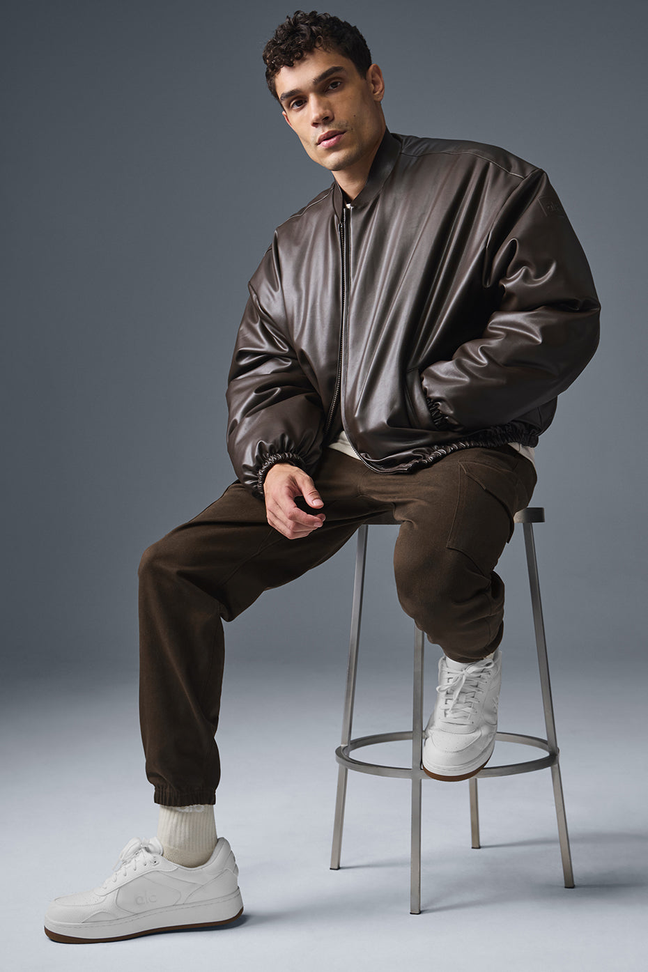 Faux Leather Premier Bomber - Espresso - Image 4