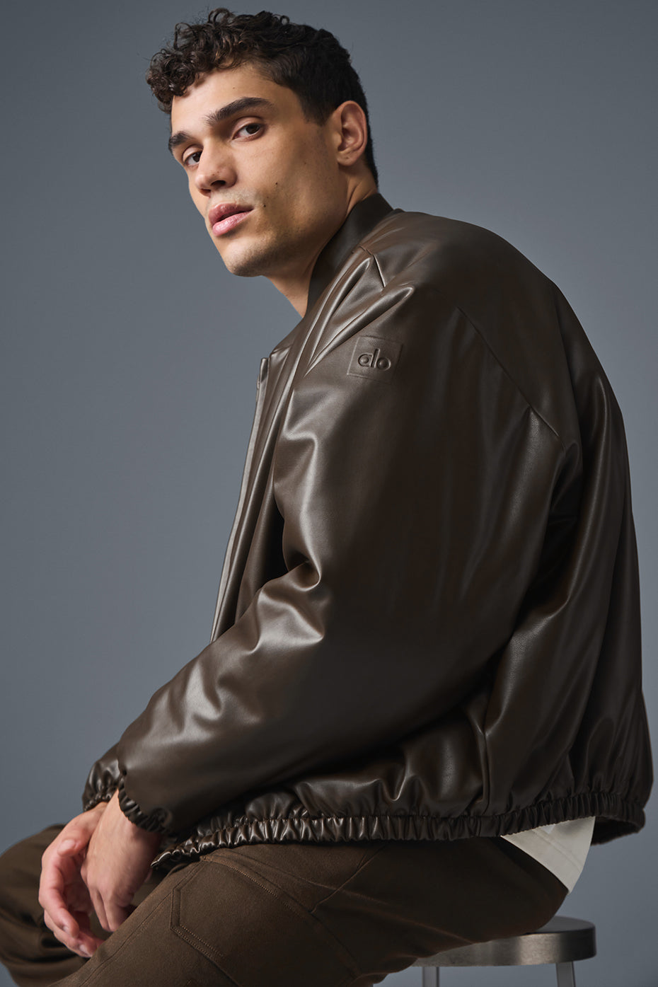 Faux Leather Premier Bomber - Espresso - Image 3