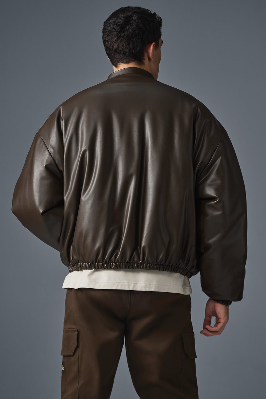 Faux Leather Premier Bomber - Espresso - Image 2