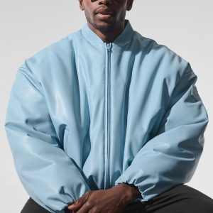 Faux Leather Premier Bomber - Celestial Blue