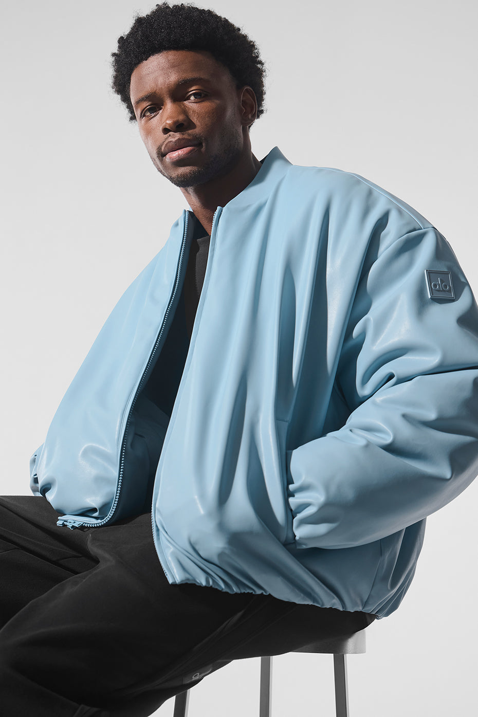 Faux Leather Premier Bomber - Celestial Blue - Image 4