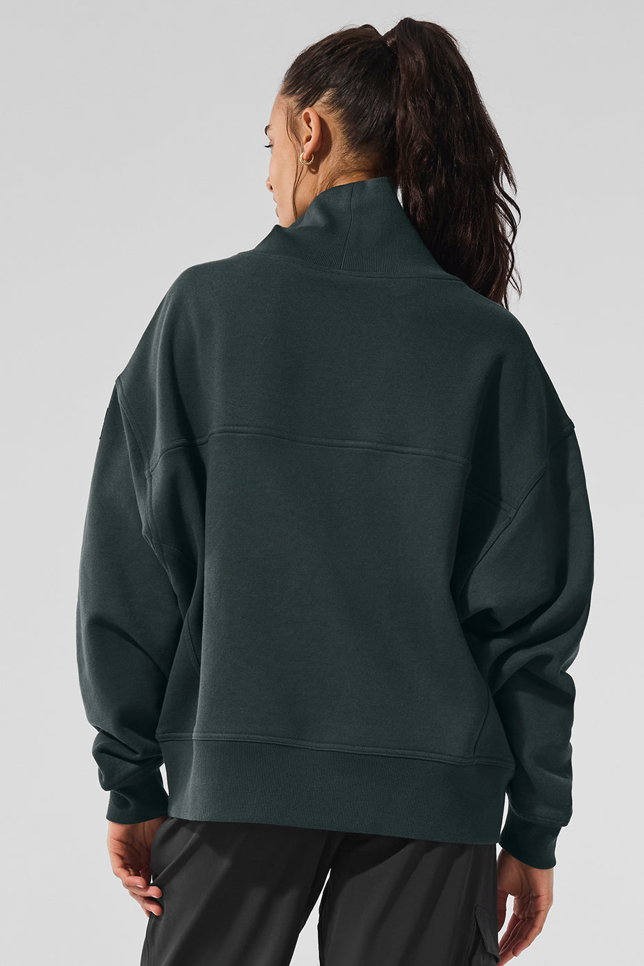 Hazy Mock Neck Pullover - Charcoal Green - Image 3