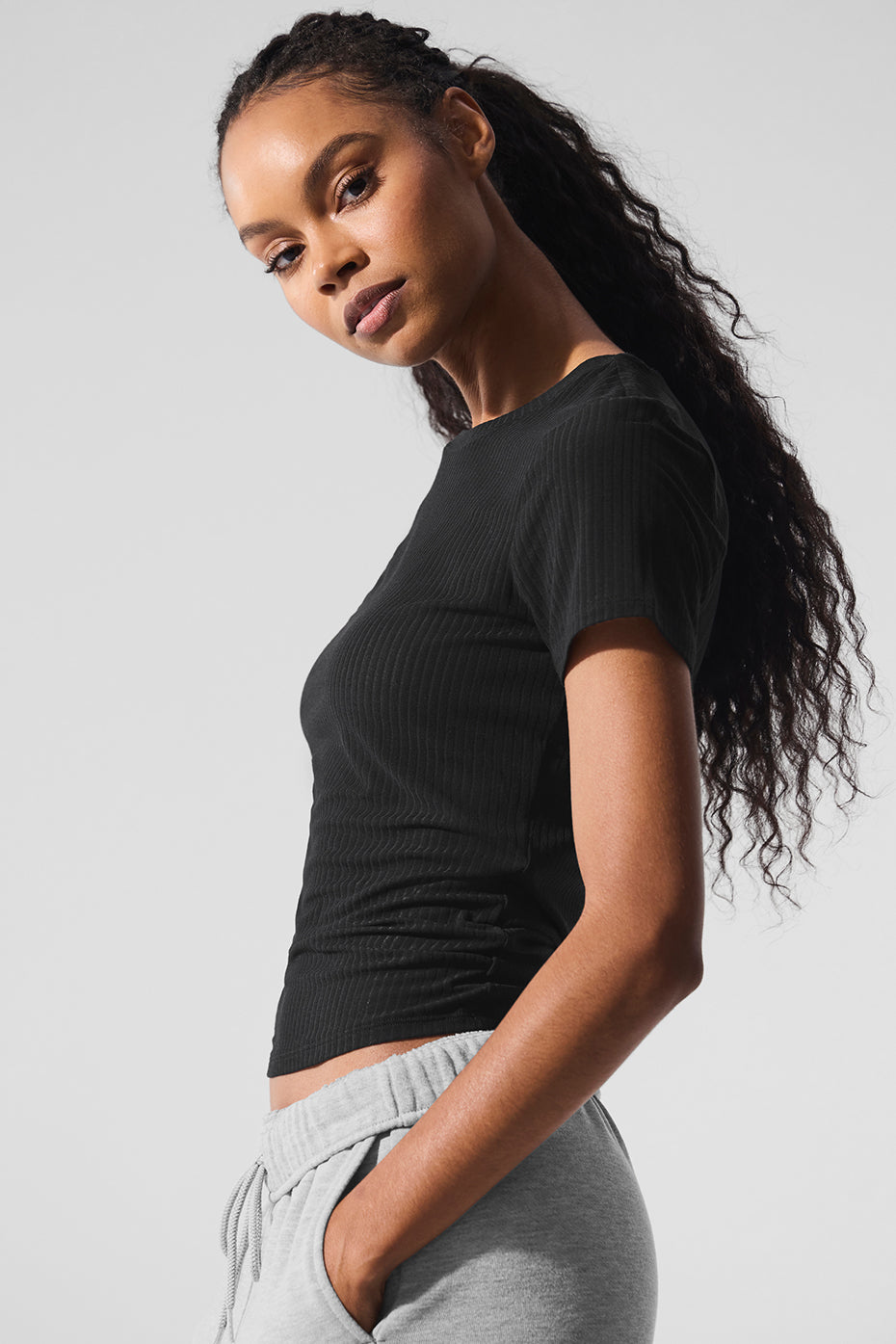 Ribbed Sea Coast Tee - Black - Image 3