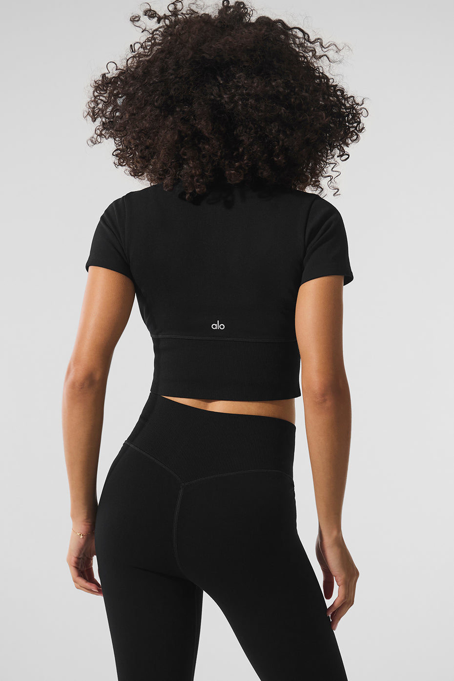 Seamless Winter Warm Plush Cropped Short Sleeve - Black - Image 3