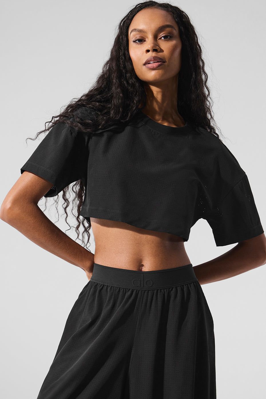 Mesh Cropped Mirage Tee - Black - Image 3