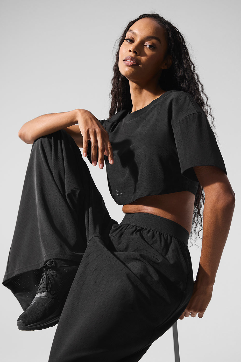 Mesh Cropped Mirage Tee - Black - Image 4