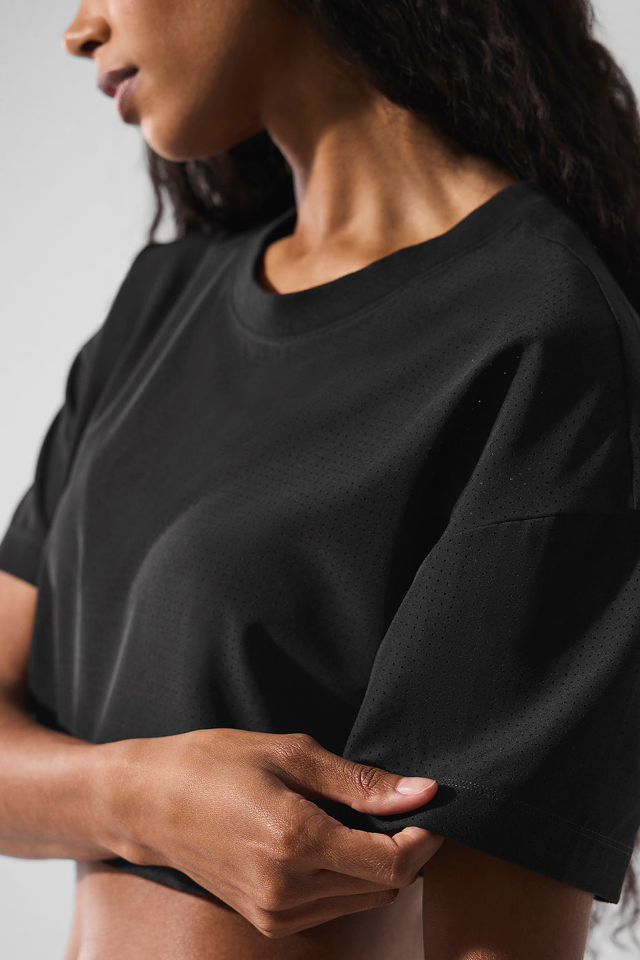 Mesh Cropped Mirage Tee - Black - Image 6