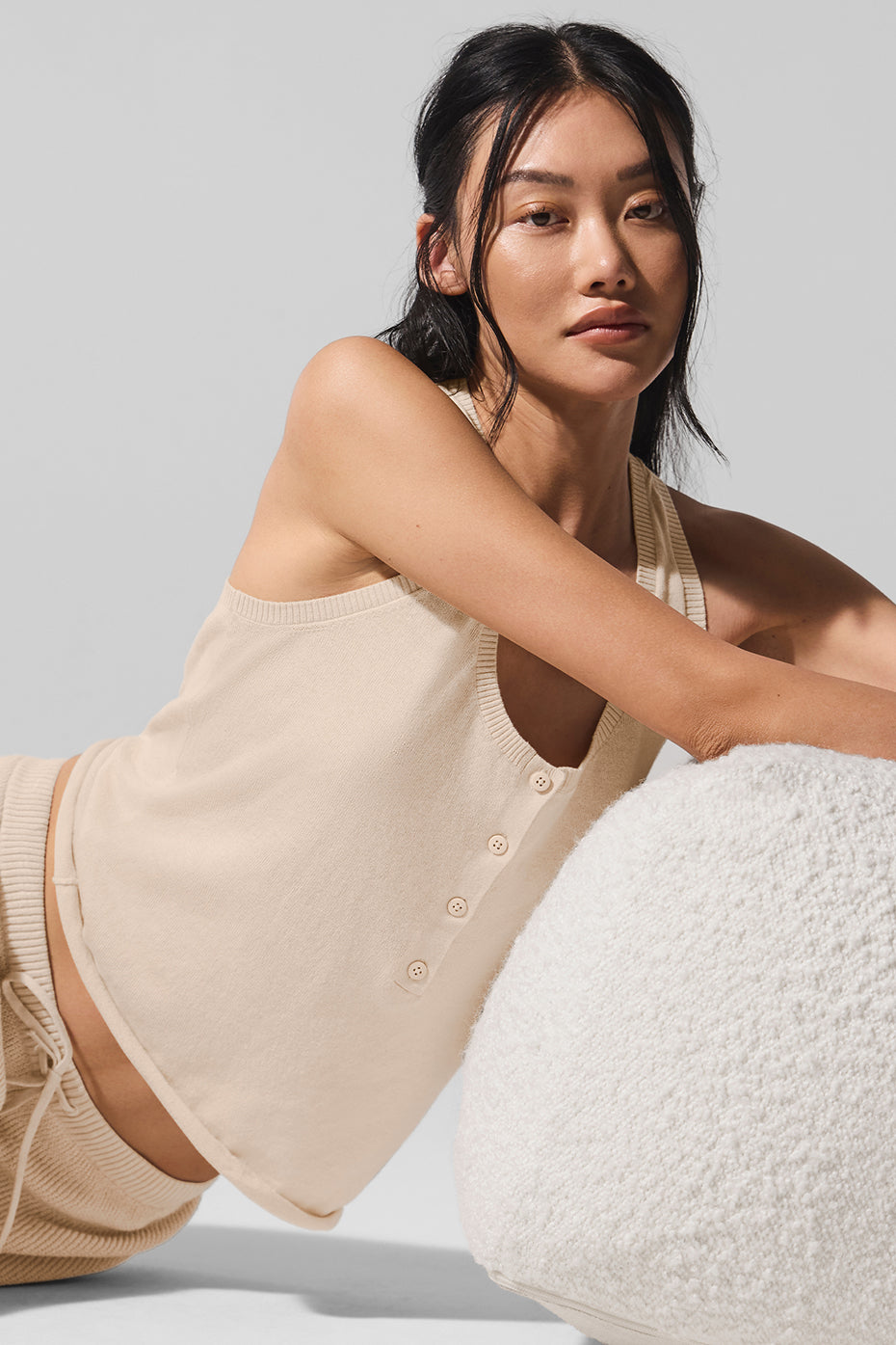 Supernatural Sweater Henley Tank - Macadamia - Image 3